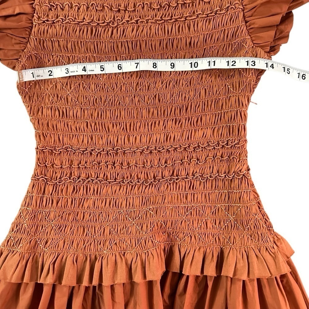 NWT ULLA JOHNSON Madeline Ruffled Smocked Midi Dress Size 6 - Picture 10 of 14